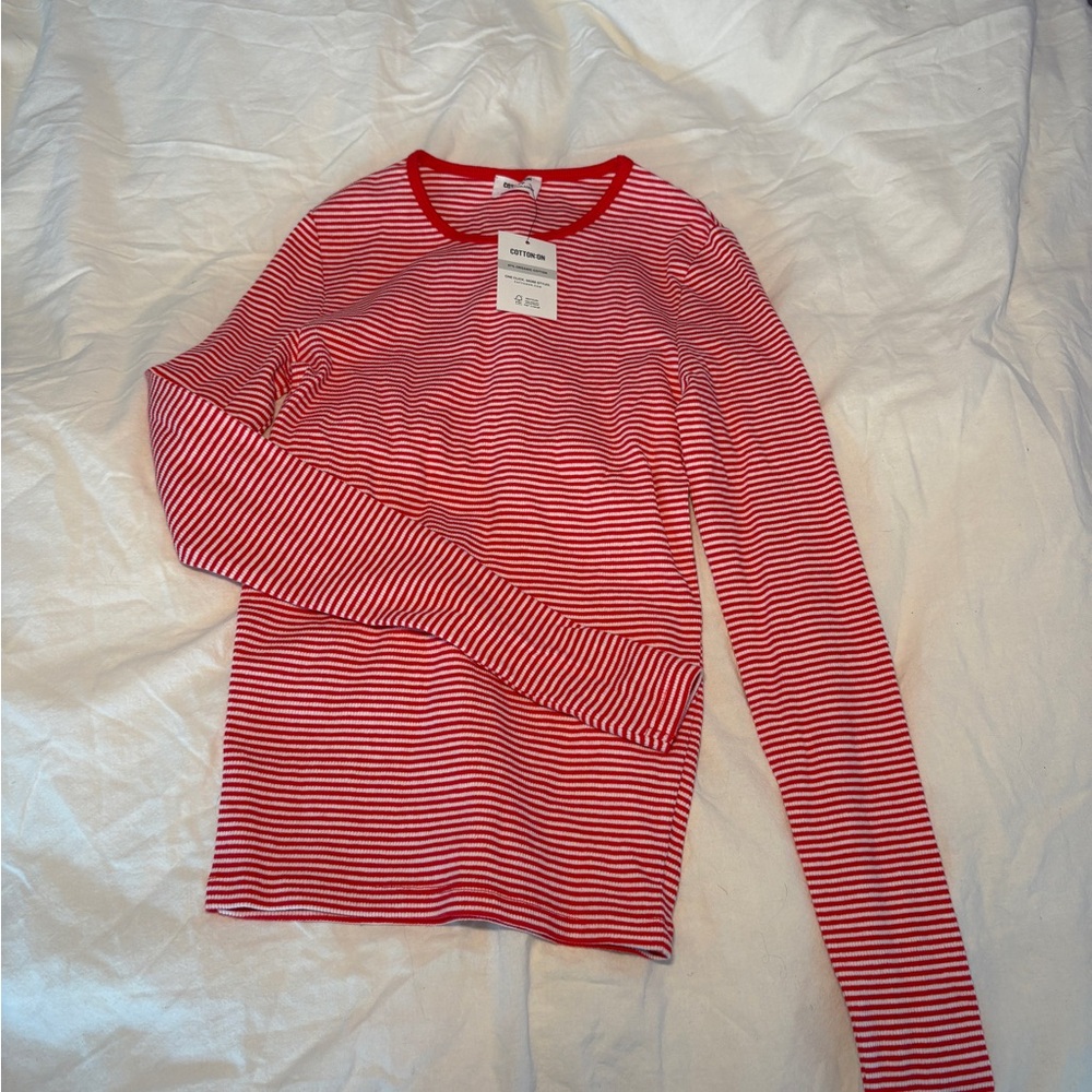 Cotton On Red and White Striped Top